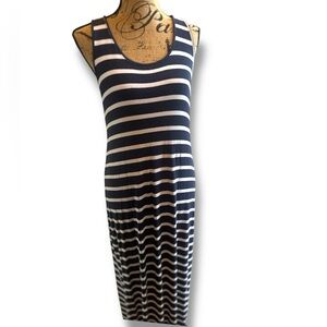 Sonoma Navy and White Striped Maxi Dress